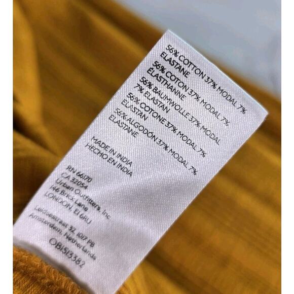 Anthropologie Top Womens XL Tank Yellow Notch Crop Ribbed Mustard Gold Pilcro - Picture 9 of 10